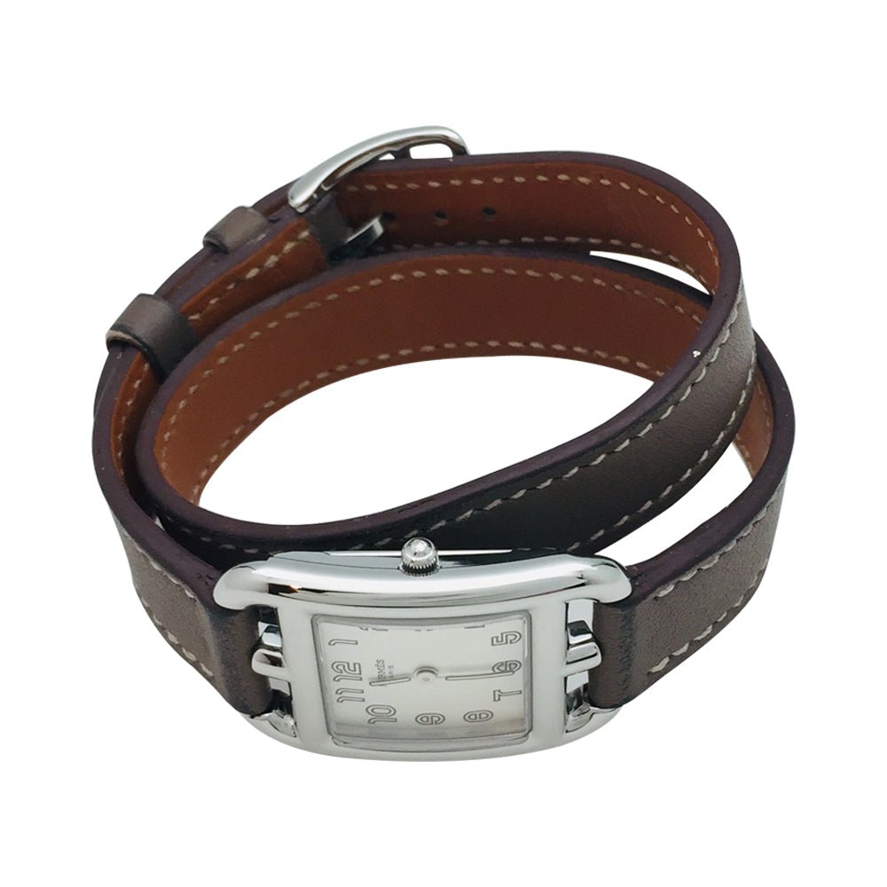 Montre Quartz HERMÈS "Cape Cod" PM en acier et cuir - Castafiore