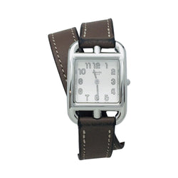 Montre Quartz HERMÈS "Cape Cod" PM en acier et cuir - Castafiore