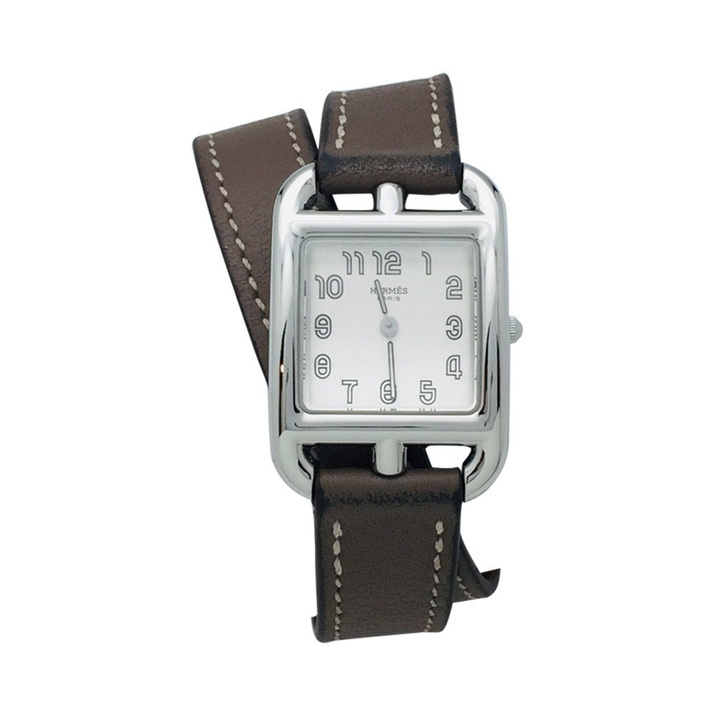 Montre Quartz HERMÈS "Cape Cod" PM en acier et cuir - Castafiore