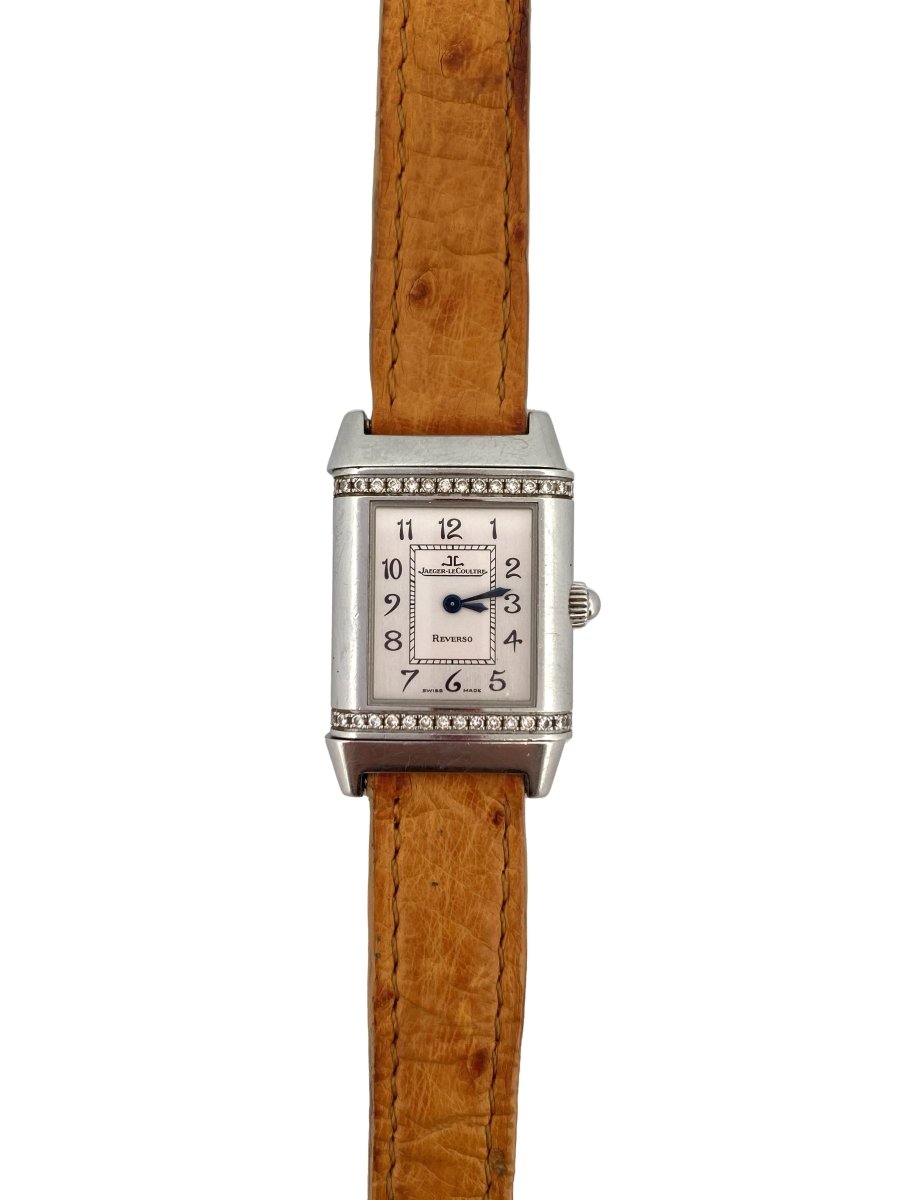 Montre Reverso JAEGER LECOULTRE, "Lady Flora" en acier et diamants - Castafiore