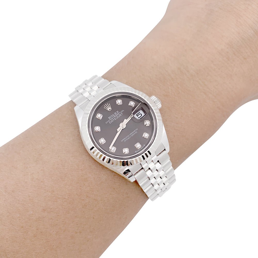 Montre Rolex "Datejust", acier, or blanc et diamants. - Castafiore