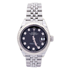 Montre Rolex "Datejust", acier, or blanc et diamants. - Castafiore