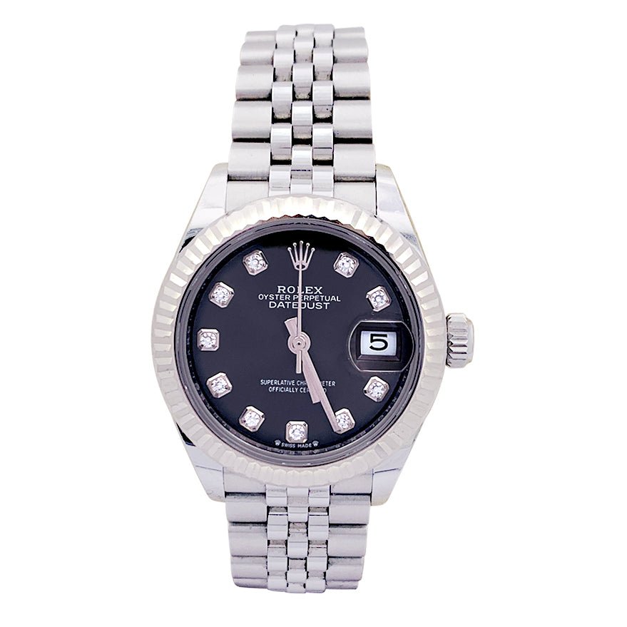 Montre Rolex "Datejust", acier, or blanc et diamants. - Castafiore