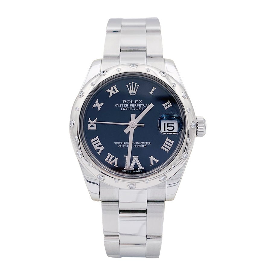 Montre ROLEX "Oyster Perpetual Datejust", acier et diamants - Castafiore