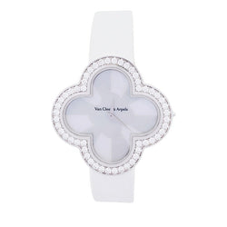 Montre Van Cleef & Arpels, "Alhambra", or blanc, diamants. - Castafiore