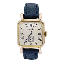 Montre vintage Longines, or rose, cuir. - Castafiore