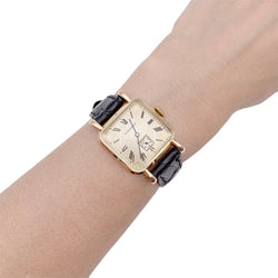 Montre vintage Longines, or rose, cuir. - Castafiore