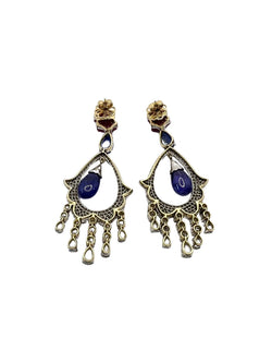 Orecchini oro 18 kt con diamanti naturali, tanzaniti naturali e rubini naturali. - Castafiore