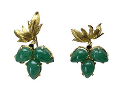 Paire de boucles d’oreille en or jaune et aventurines - Castafiore