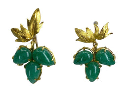 Paire de boucles d’oreille en or jaune et aventurines - Castafiore
