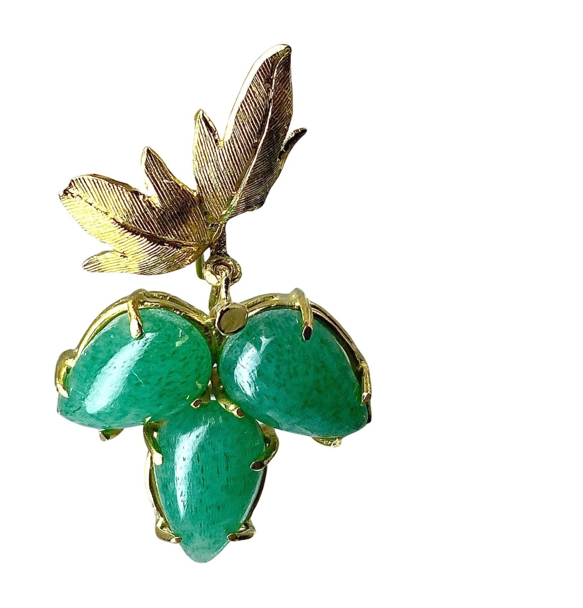 Paire de boucles d’oreille en or jaune et aventurines - Castafiore