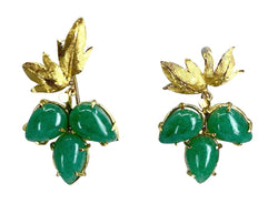 Paire de boucles d’oreille en or jaune et aventurines - Castafiore