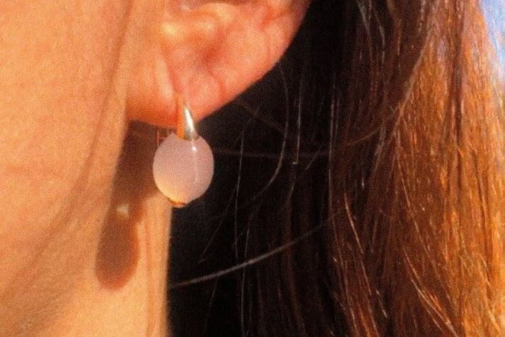 Paire de boucles d'oreilles or rose Pomellato et quartz rose - Castafiore