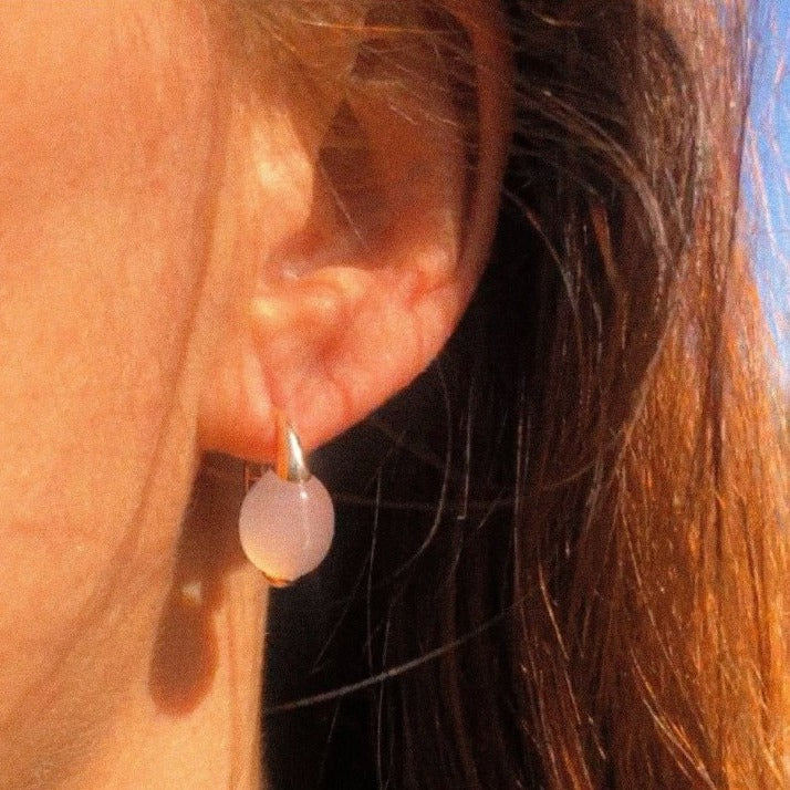 Paire de boucles d'oreilles or rose Pomellato et quartz rose - Castafiore