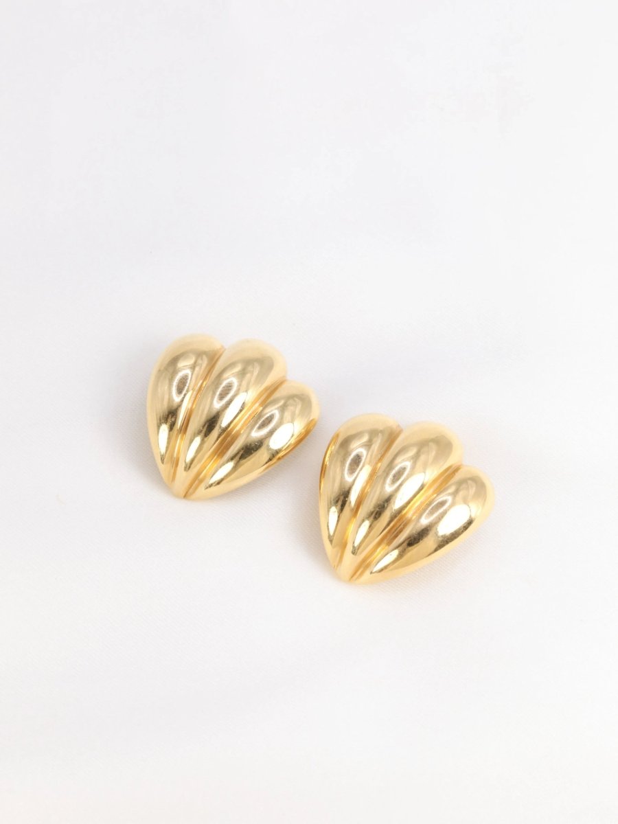 Paire de boucles d’oreilles vintage coquillage en or jaune - Castafiore
