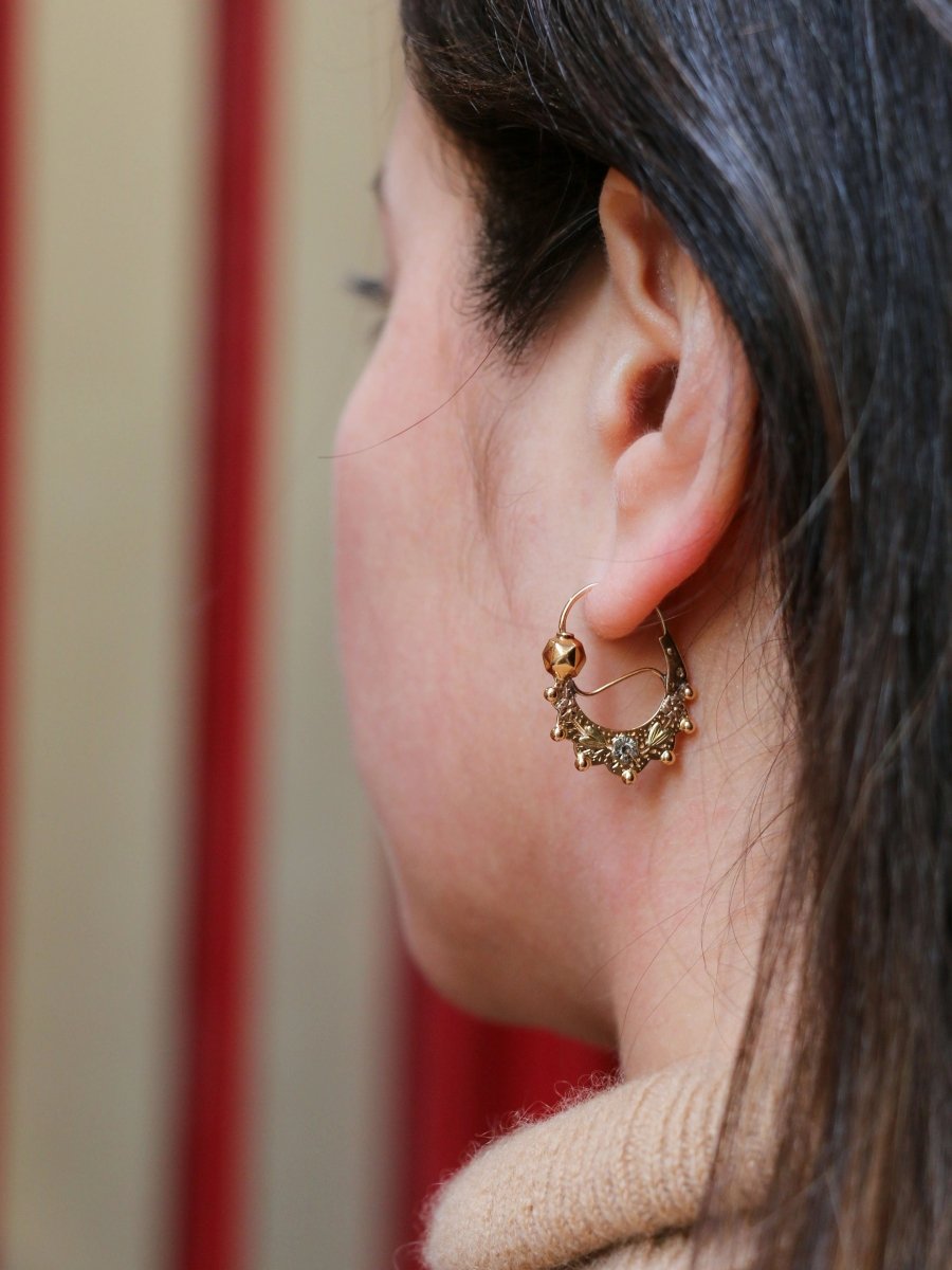 Paire de créoles savoyardes anciennes en or - Castafiore