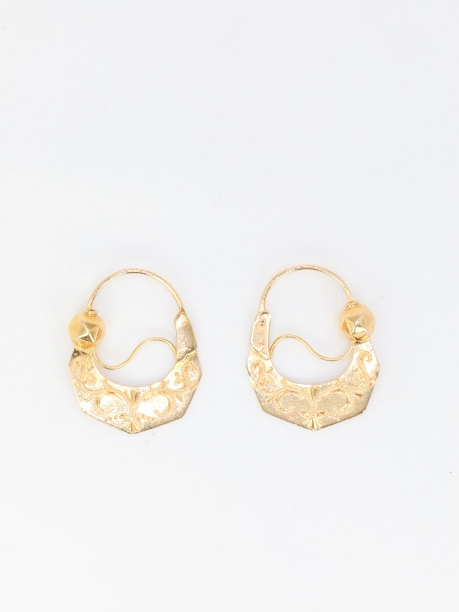 Paire de créoles savoyardes anciennes en or - Castafiore