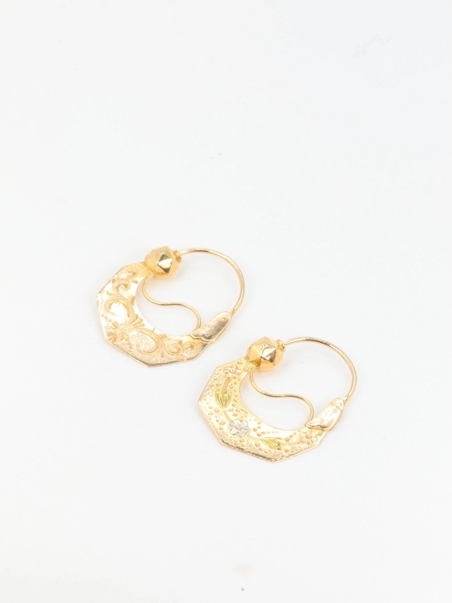 Paire de créoles savoyardes anciennes en or - Castafiore