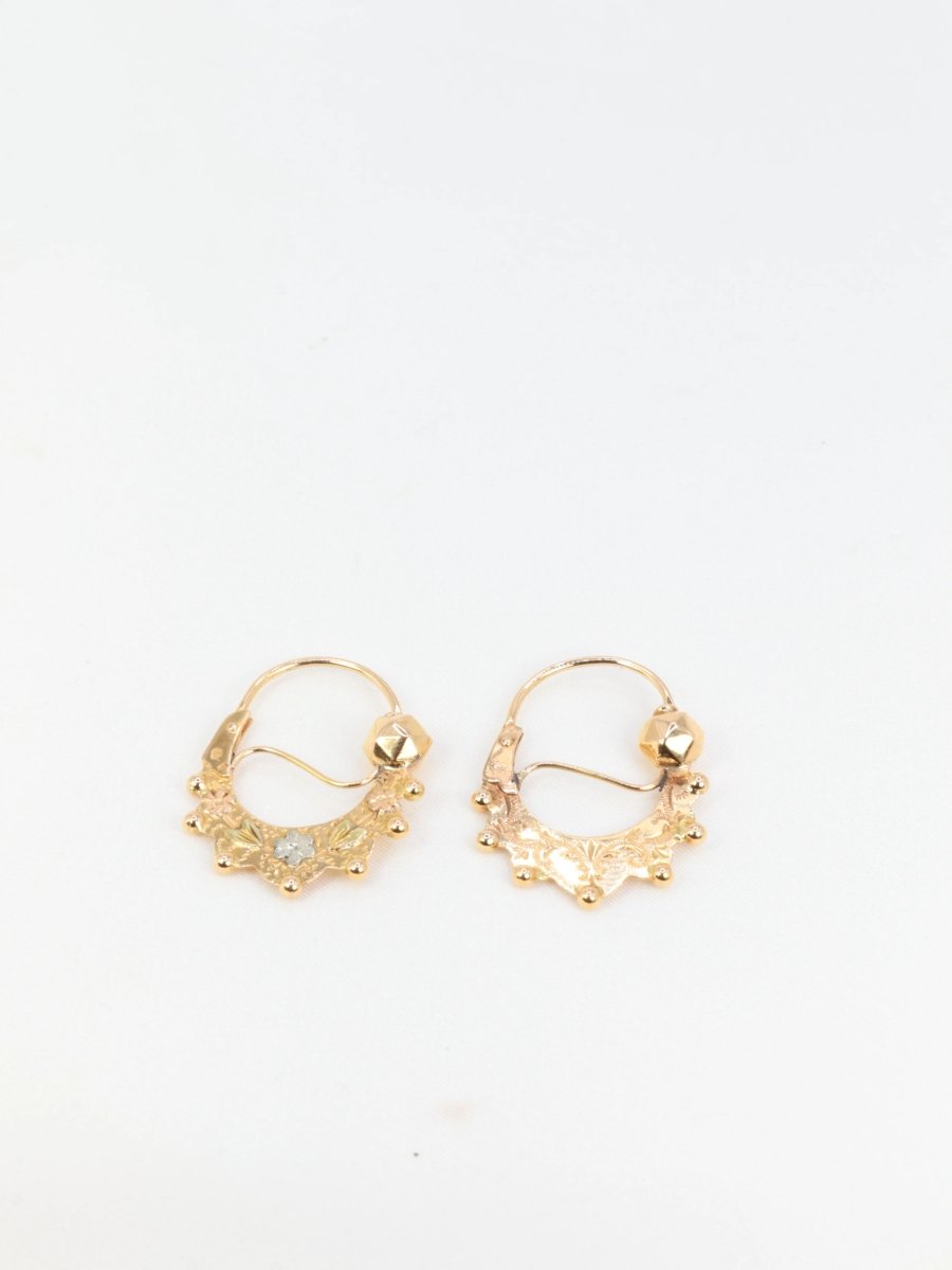 Paire de créoles savoyardes anciennes ou Tarines en or jaune - Castafiore