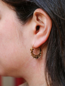 Paire de créoles savoyardes anciennes ou Tarines en or jaune - Castafiore