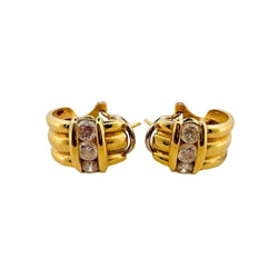 Paire de demi créoles en or jaune et diamants - Castafiore