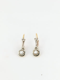 Paire de dormeuses anciennes en or et diamants taille ancienne - Castafiore