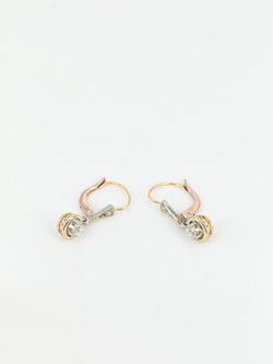 Paire de dormeuses anciennes en or et diamants taille ancienne - Castafiore