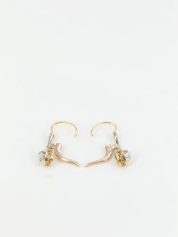 Paire de dormeuses anciennes en or et diamants taille ancienne - Castafiore