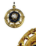 Parure:broche et boucles d’oreilles en or 18 carats, émail, diamants et perles.Napoléon III - Castafiore