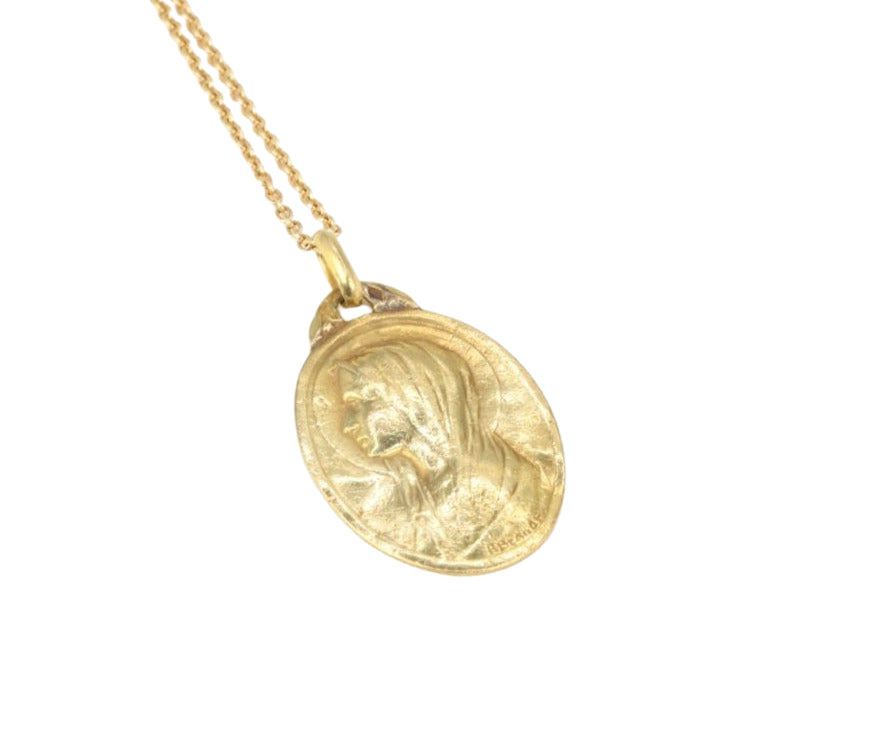 PAUL BRANDT Médaille ancienne en or figurant la vierge - Castafiore