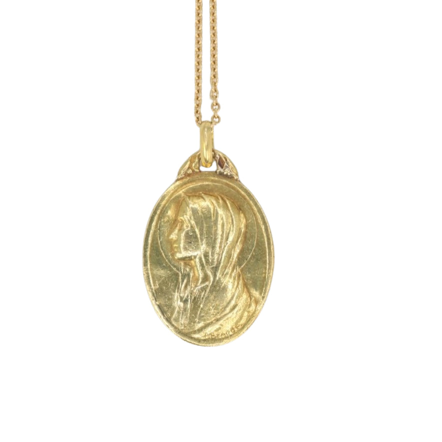 PAUL BRANDT Médaille ancienne en or figurant la vierge - Castafiore