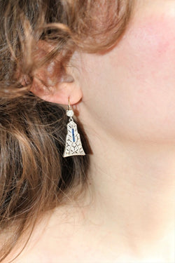 Pendants d'Oreilles Art Déco en platine et or jaune - Castafiore