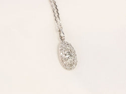 Pendentif ancien ovoide en or blanc et diamants taille ancienne - Castafiore