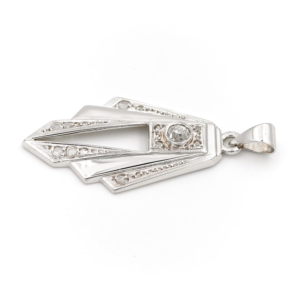 Pendentif Art déco Or blanc Diamant - Castafiore