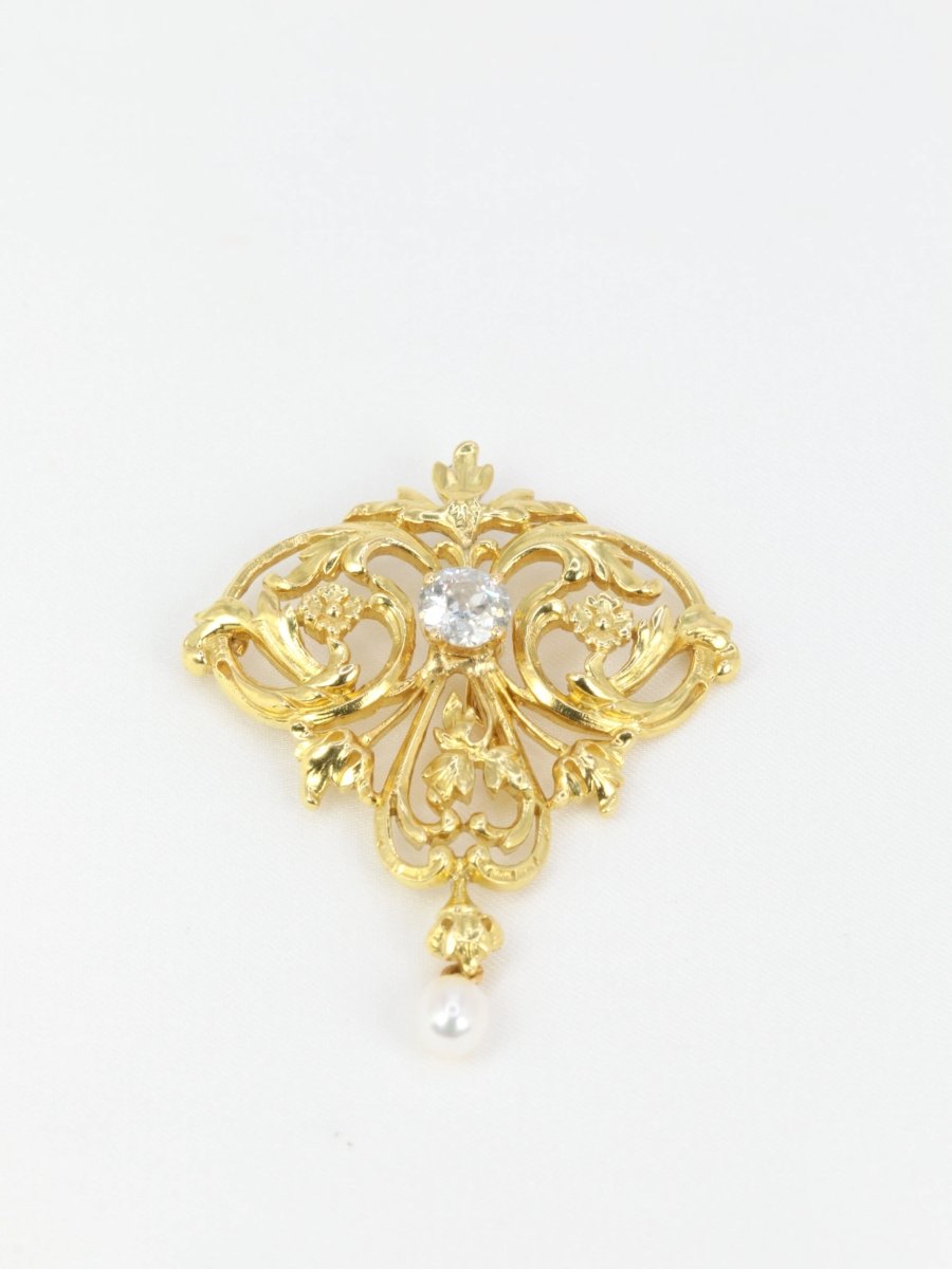 Pendentif Art Nouveau en or, diamant et perle - Castafiore