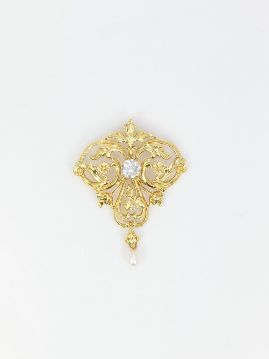 Pendentif Art Nouveau en or, diamant et perle - Castafiore