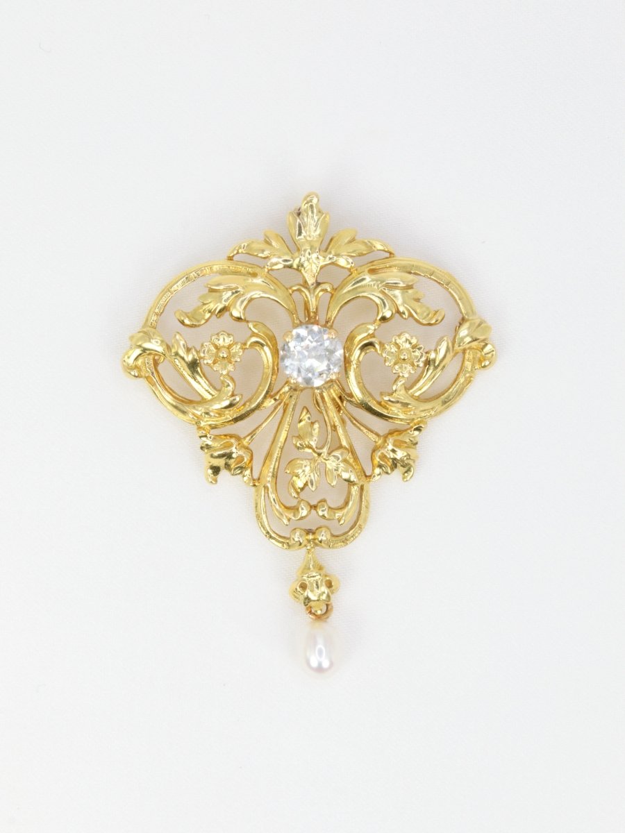 Pendentif Art Nouveau en or, diamant et perle - Castafiore