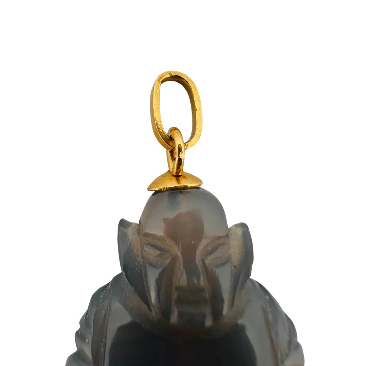Pendentif Bouddha en quartz fumé, la monture en or jaune - Castafiore
