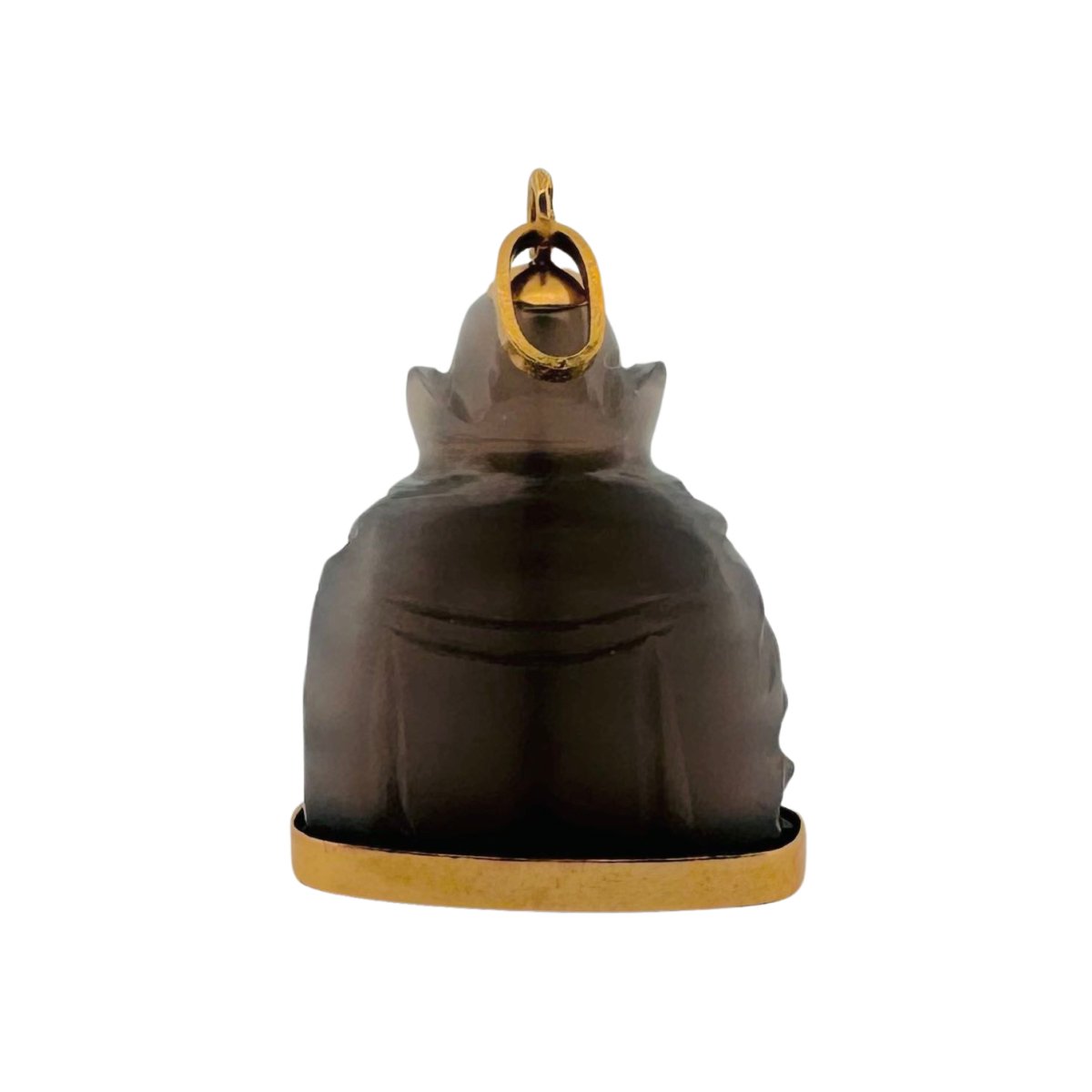 Pendentif Bouddha en quartz fumé, la monture en or jaune - Castafiore