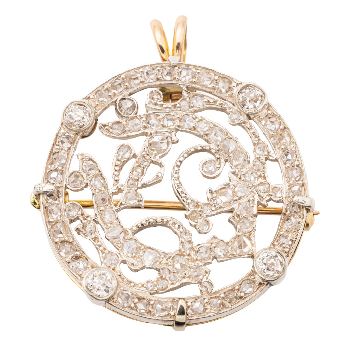 Pendentif Broche Or blanc Diamant - Castafiore