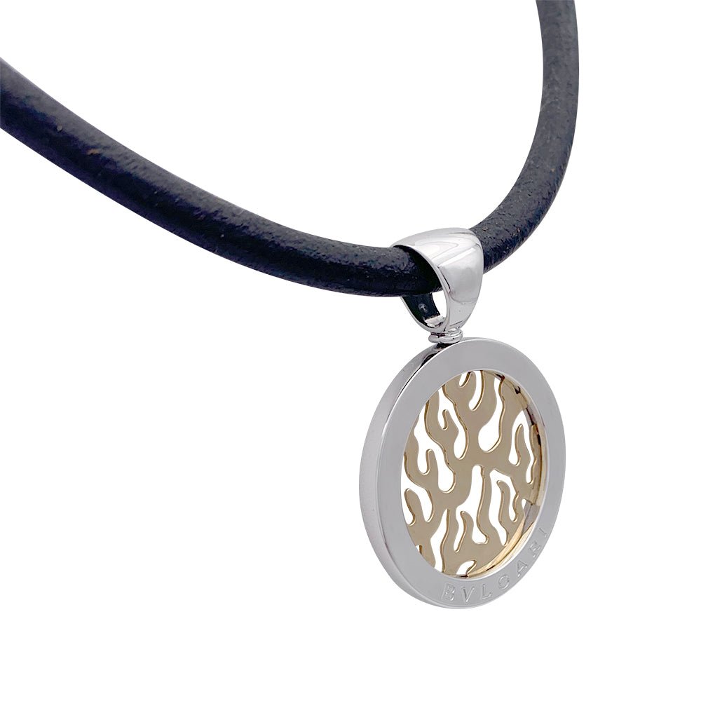 Pendentif Bulgari, "Tondo Fire", acier, or jaune - Castafiore
