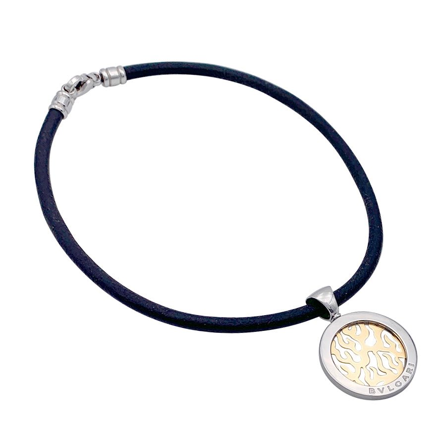 Pendentif Bulgari, "Tondo Fire", acier, or jaune - Castafiore