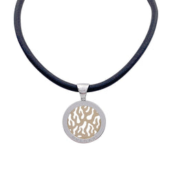 Pendentif Bulgari, "Tondo Fire", acier, or jaune - Castafiore