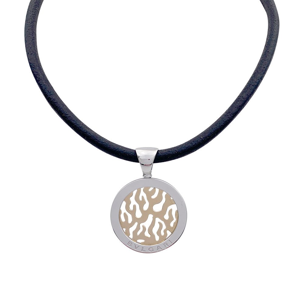 Pendentif Bulgari, "Tondo Fire", acier, or jaune - Castafiore