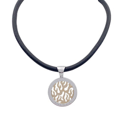 Pendentif Bulgari, "Tondo Fire", acier, or jaune - Castafiore