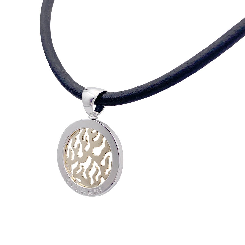 Pendentif Bulgari, "Tondo Fire", acier, or jaune - Castafiore