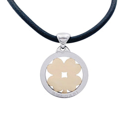 Pendentif Bulgari, "Tondo Trèfle", acier, or jaune. - Castafiore