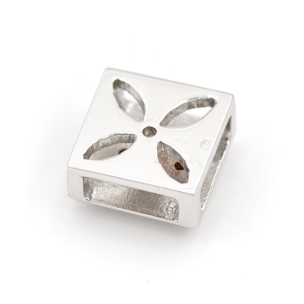 Pendentif carré en or blanc et diamant - Castafiore