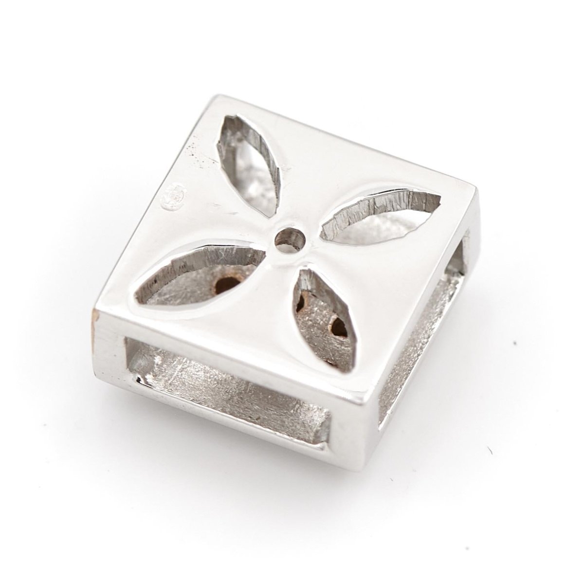 Pendentif carré en or blanc et diamant - Castafiore