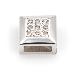 Pendentif carré en or blanc et diamant - Castafiore